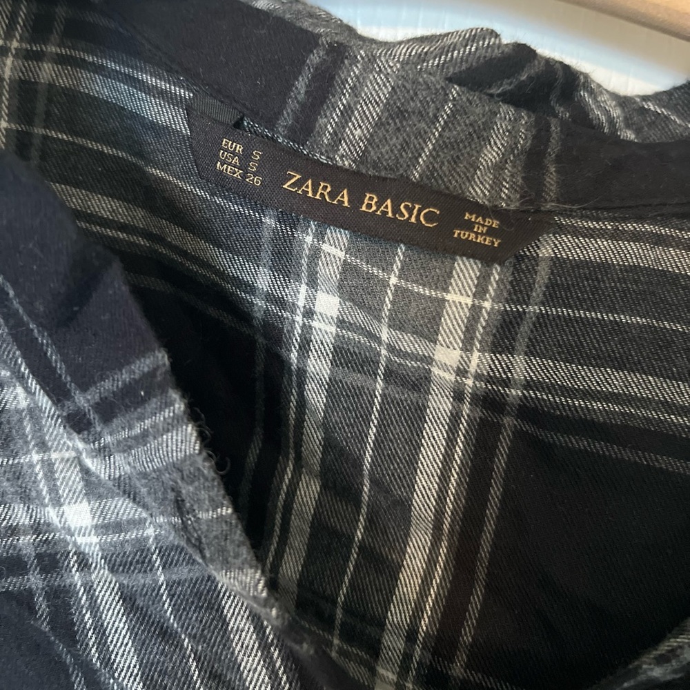 Zara Basic Black & White Oversized Flannel Shirt … - image 3